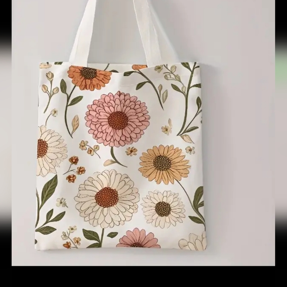 Floral PRINT CANVAS TOTE BAG - Picture 2 of 5